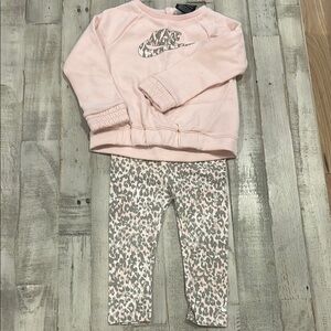 Nike Pink Top and Leopard Print Leggings 24 months